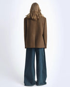 Fireladyfur Wool Tweed Coat with Detachable Fur Collar 'Vertical Texture'