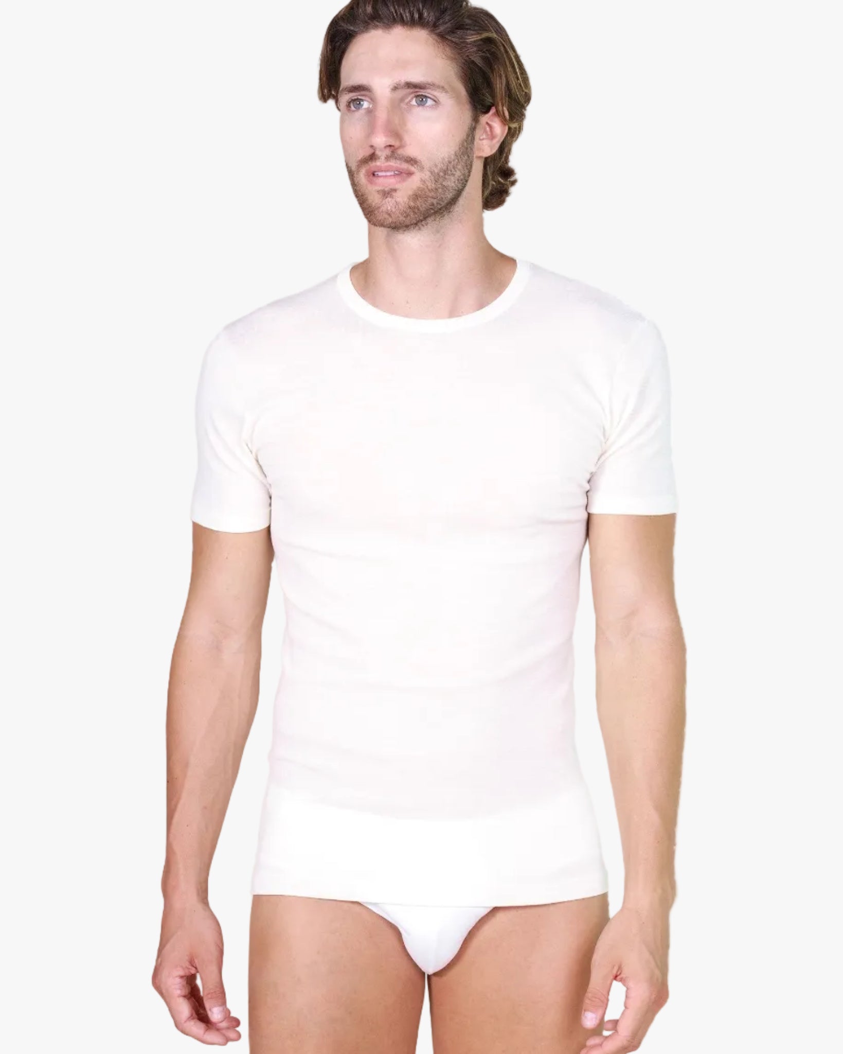 EGI Luxury Wool Silk Men's Short Sleeve T-Shirt | 456