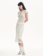 Cotton and Linen Blend Sequined Henley Neck Top ‘Minimalist Light Gap’