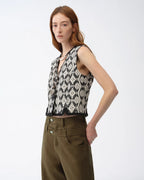 ‘Venice’ Classic Simple Silhouette Jacquard Ethnic Style V-Neck Vest