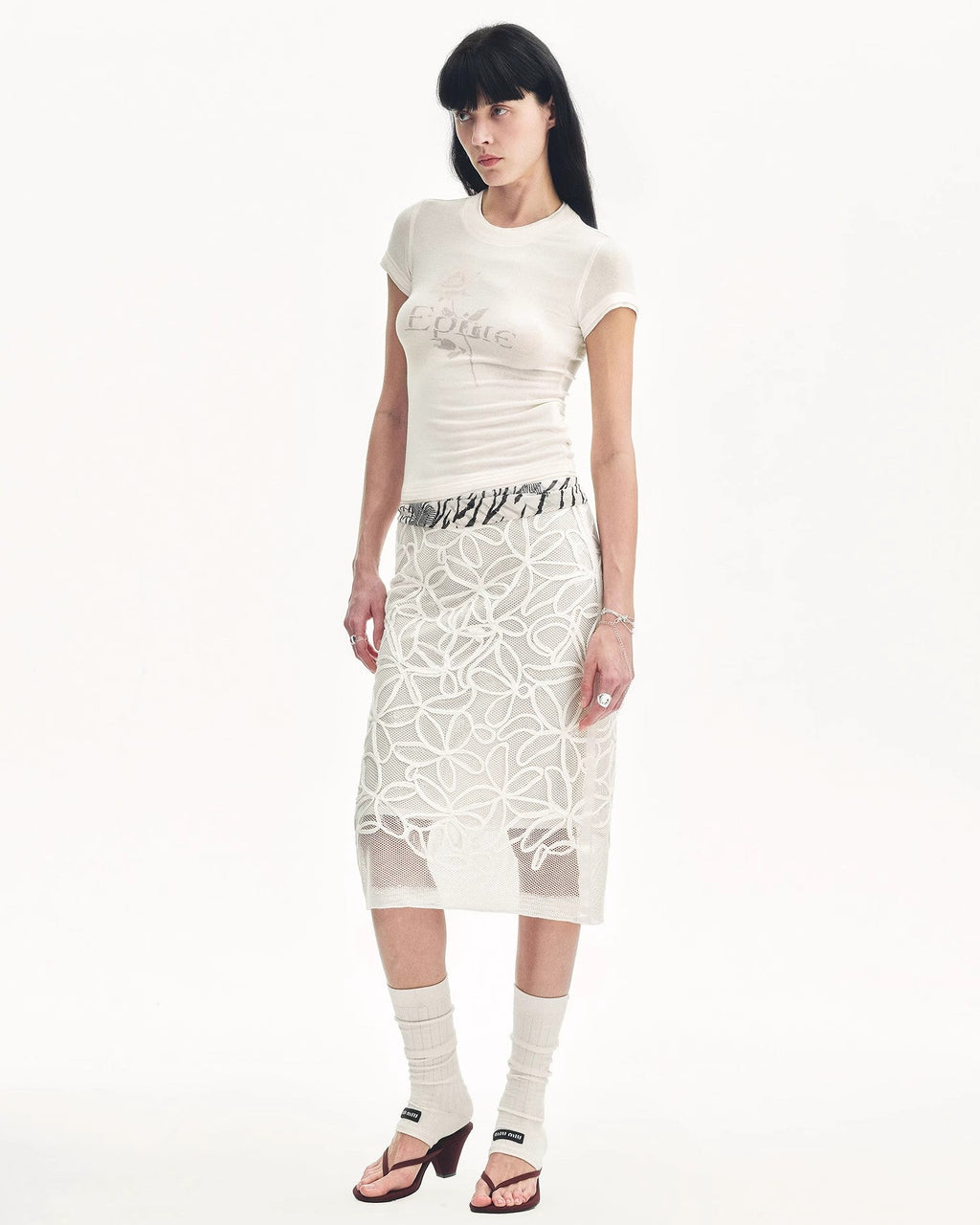‘Summer Dream’ Acetate Sequin Embroidered Straight Skirt