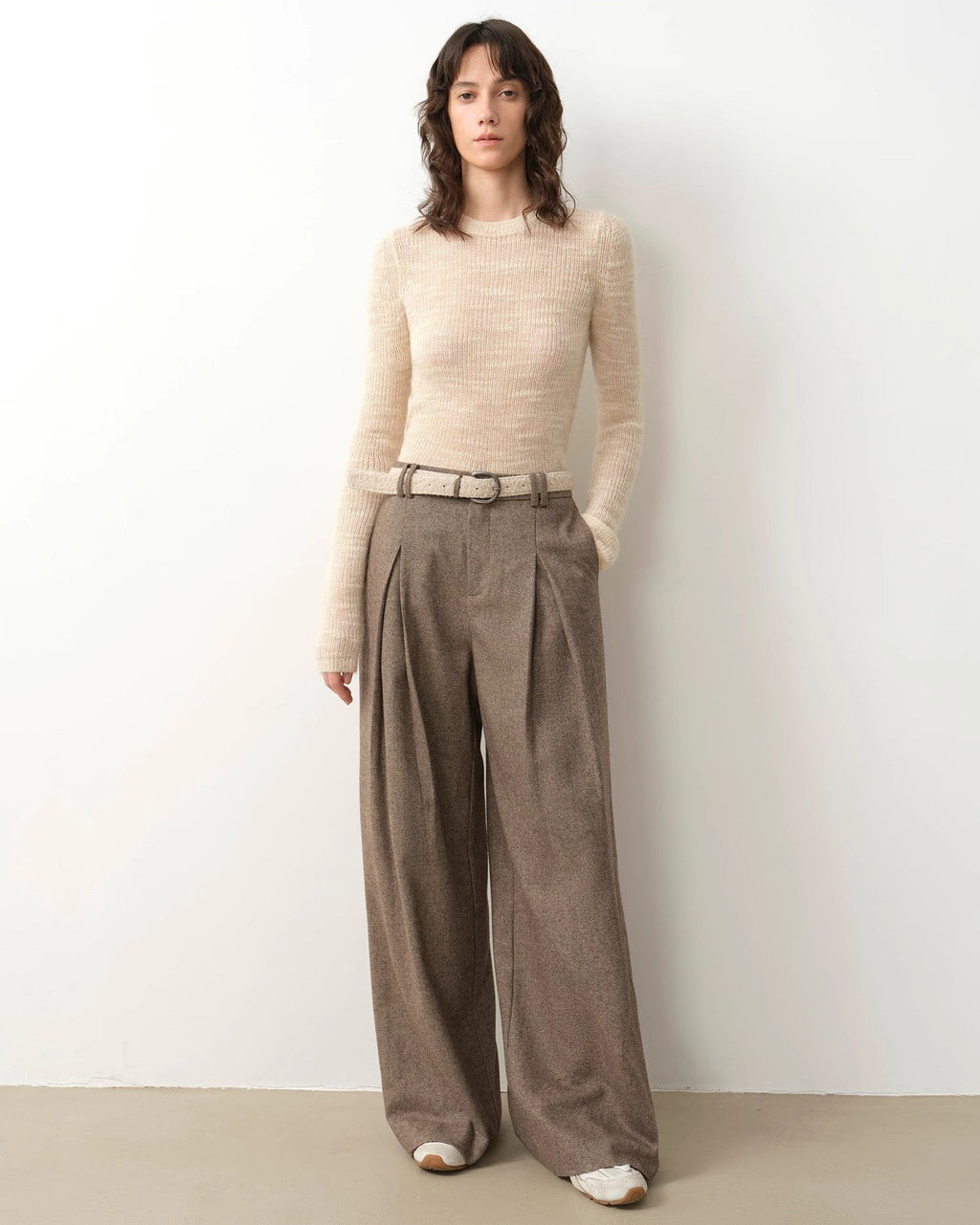 ‘City Stroll’ Relaxed Wool-Blend Double-Pleated Wide-Leg Trousers