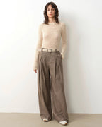 ‘City Stroll’ Relaxed Wool-Blend Double-Pleated Wide-Leg Trousers