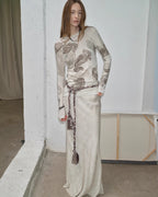 Tencel Wool Original Cashew Print Round Neck Long Sleeve Top and Skirt Set ‘Vintage Gene’