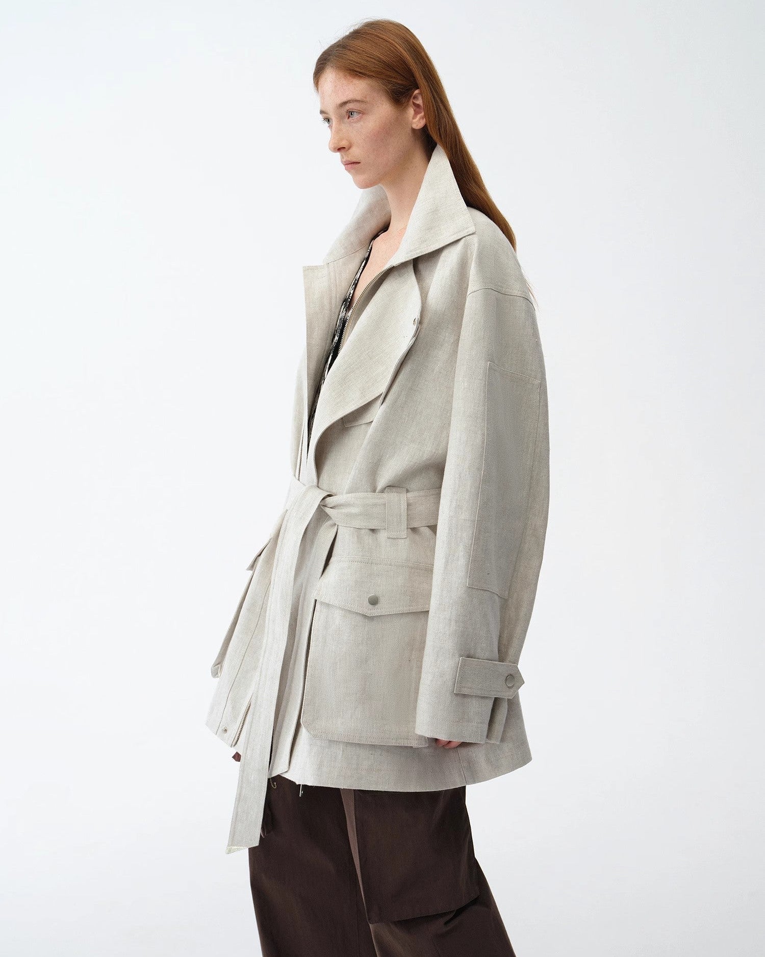 Relaxed Lace-Up Mid-Length Spring Trench Coat ‘Flynn Magazine’