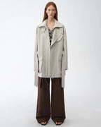 Relaxed Lace-Up Mid-Length Spring Trench Coat ‘Flynn Magazine’