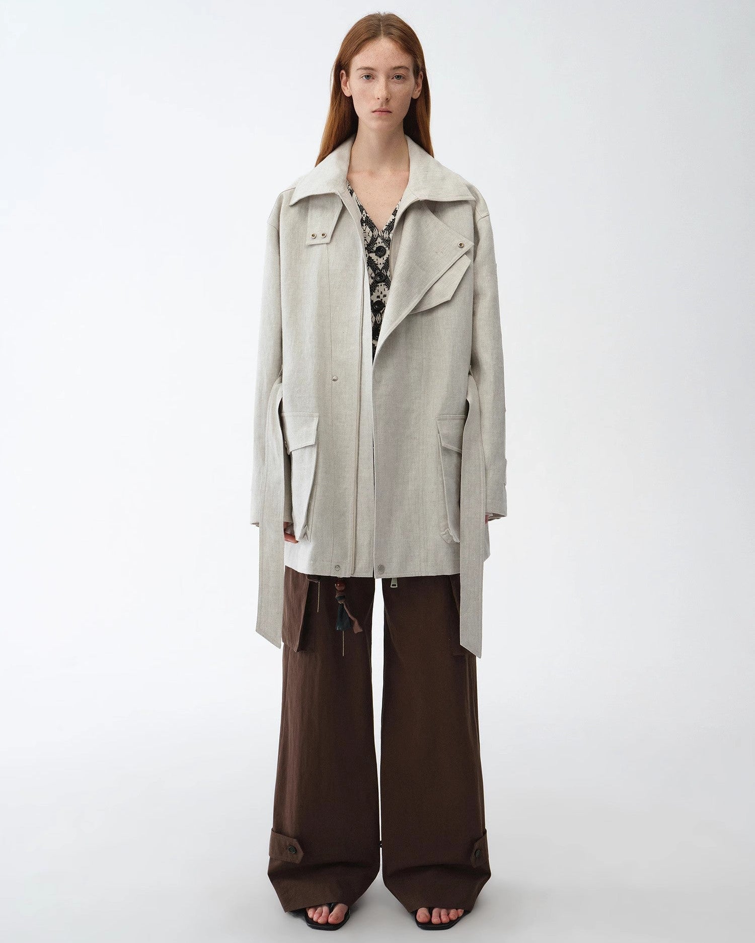 Relaxed Lace-Up Mid-Length Spring Trench Coat ‘Flynn Magazine’