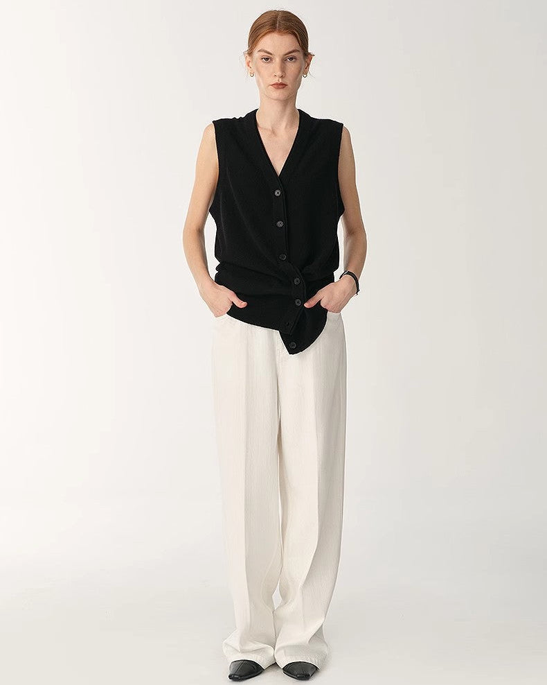 Skin-Friendly Washed Drape Versatile Wide-Leg Jeans