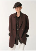 Women's High-Density Fine Silk Wool Peaked Lapel Suit Jacket