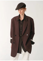 Women's High-Density Fine Silk Wool Peaked Lapel Suit Jacket
