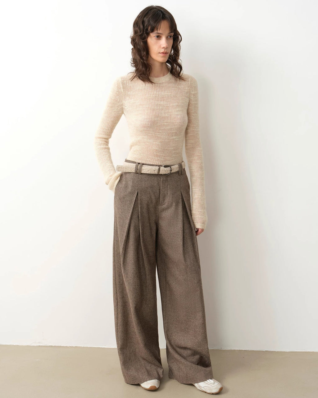 ‘City Stroll’ Relaxed Wool-Blend Double-Pleated Wide-Leg Trousers