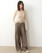 ‘City Stroll’ Relaxed Wool-Blend Double-Pleated Wide-Leg Trousers
