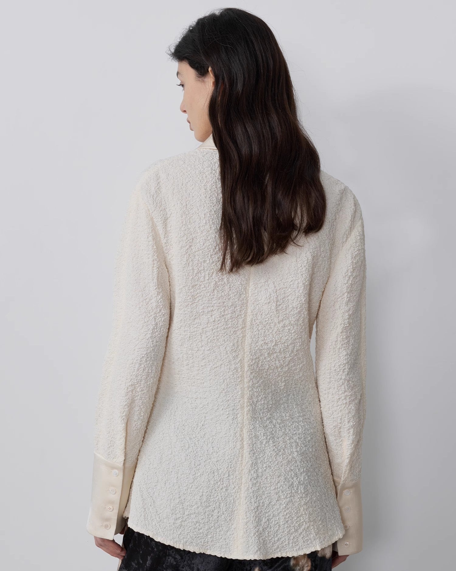 "Art Bubble" Retro Embossed Bubble Cotton Satin Stitching Long-Sleeved Shirt