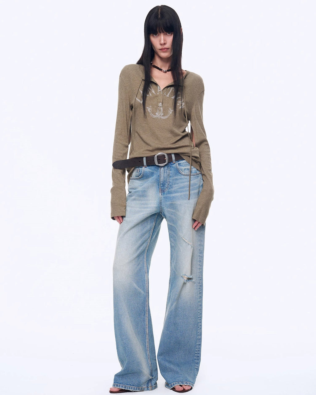 'West City Rhythm' Handmade Whisker Washed Flared Jeans Spring