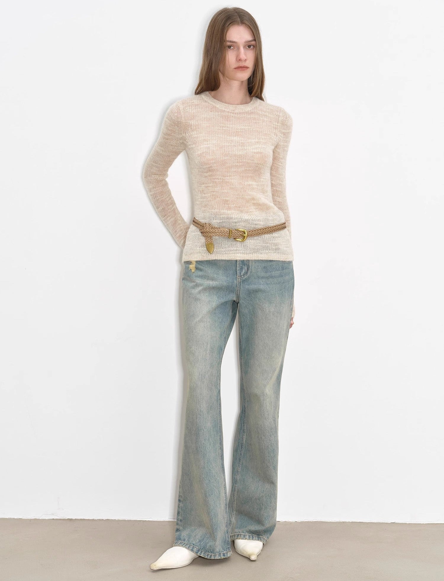 ‘Flare Mark’ Retro All-Season Slim Fit Versatile Washed Flared Jeans