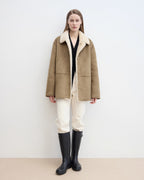 Fireladyfur Women's Faux Leather Shearling Jacket