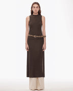'Half Summer Ball' Fine Wool Blend Sleeveless Slit Long Knit Dress