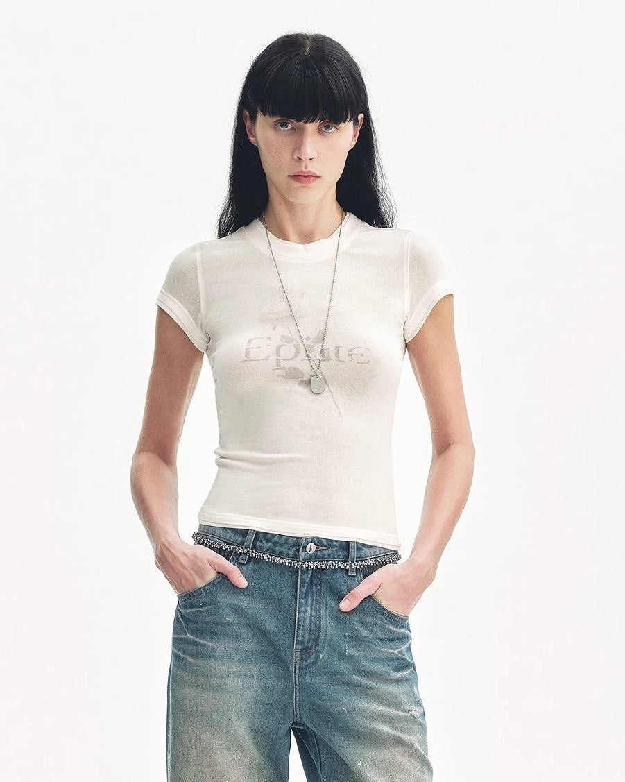 Tencel Acetate Slim Fit T-Shirt "Memory Navigation"