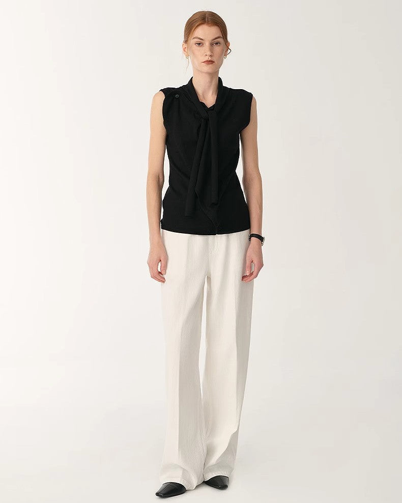 Skin-Friendly Washed Drape Versatile Wide-Leg Jeans