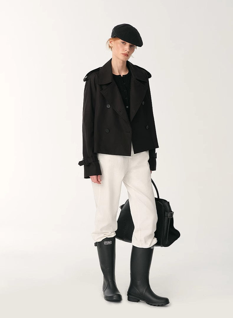 'Night Messenger' Anti-Wrinkle Waterproof Short Straight Windbreaker | Black