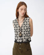 ‘Venice’ Classic Simple Silhouette Jacquard Ethnic Style V-Neck Vest