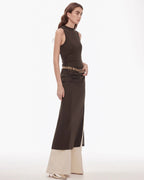 'Half Summer Ball' Fine Wool Blend Sleeveless Slit Long Knit Dress