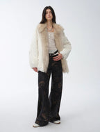 Fireladyfur Mid-Length Two-Tone Fox Fur Down Jacket 'Warm Dialogue'
