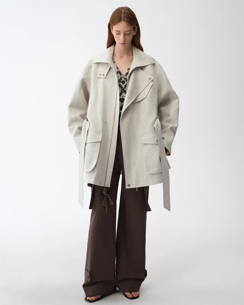 Relaxed Lace-Up Mid-Length Spring Trench Coat ‘Flynn Magazine’