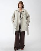 Relaxed Lace-Up Mid-Length Spring Trench Coat ‘Flynn Magazine’