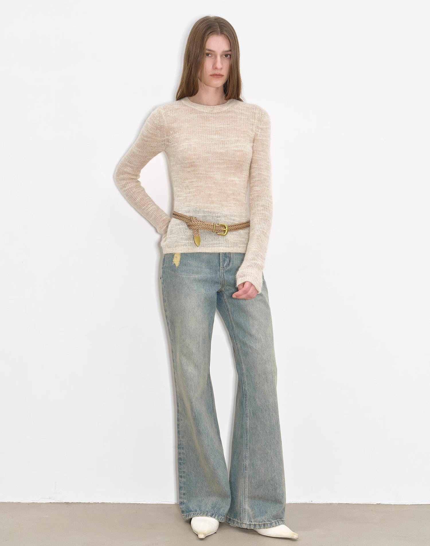 ‘Flare Mark’ Retro All-Season Slim Fit Versatile Washed Flared Jeans