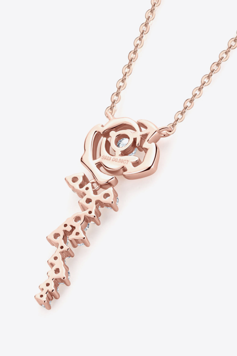 Rose Gold Flower Moissanite Silver Pendant Necklace