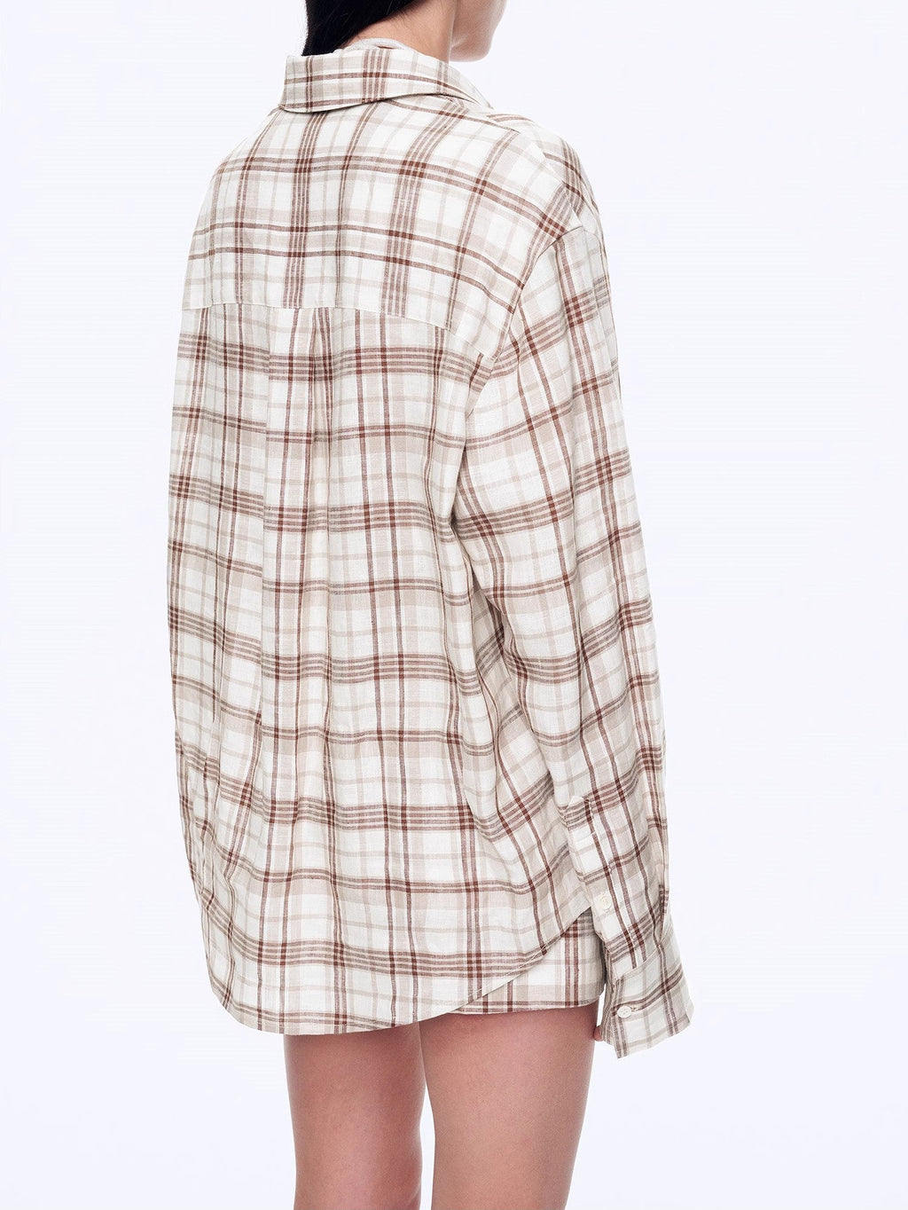 Vintage Linen Shirt & Mini Skirt Two-Piece Spring 'Plaid Sketch'