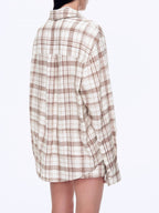 Vintage Linen Shirt & Mini Skirt Two-Piece Spring 'Plaid Sketch'