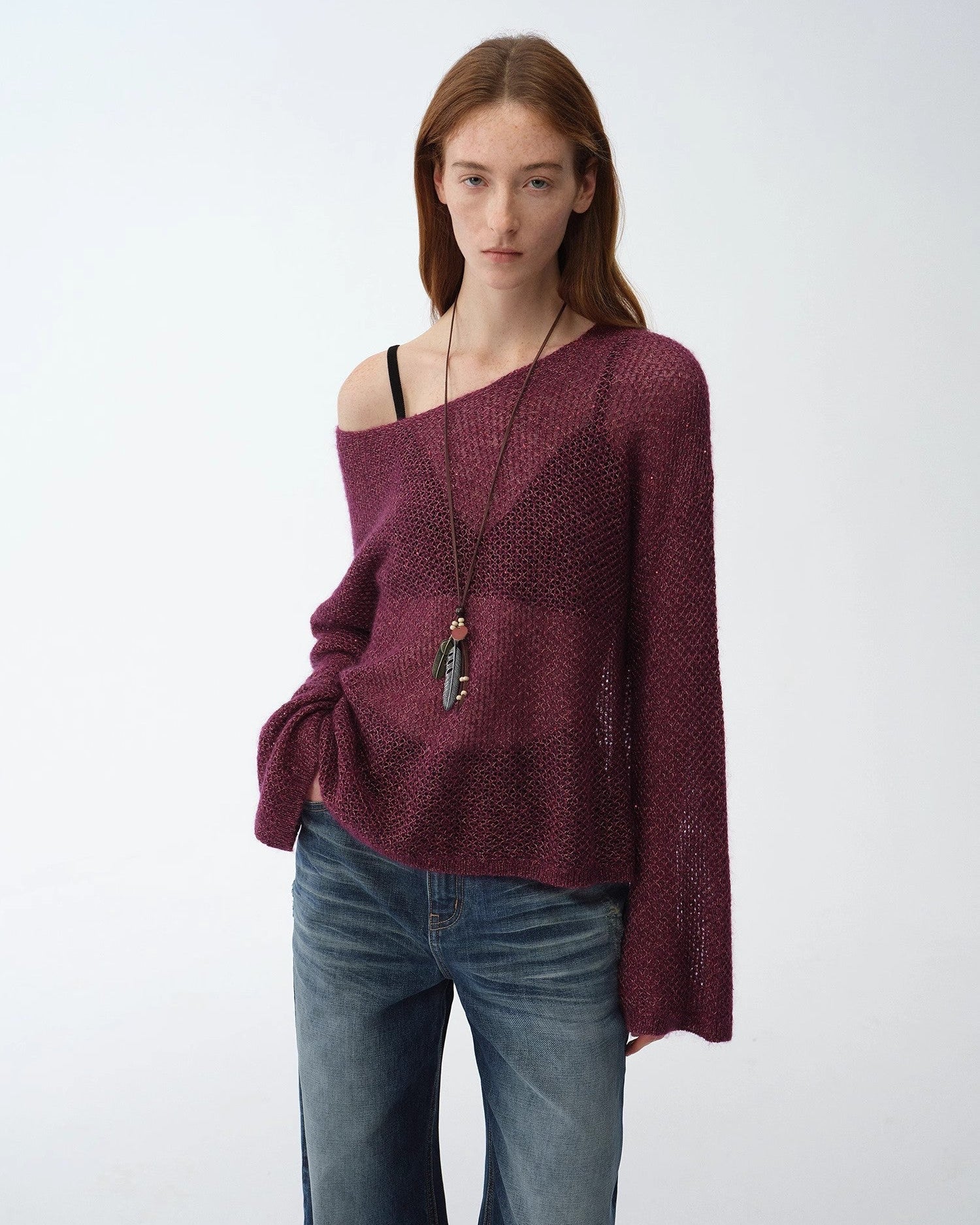 Mohair Sequin Knit Blend Hollow Oversized Sweater | Sparkling Spring