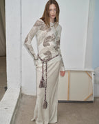 Tencel Wool Original Cashew Print Round Neck Long Sleeve Top and Skirt Set ‘Vintage Gene’