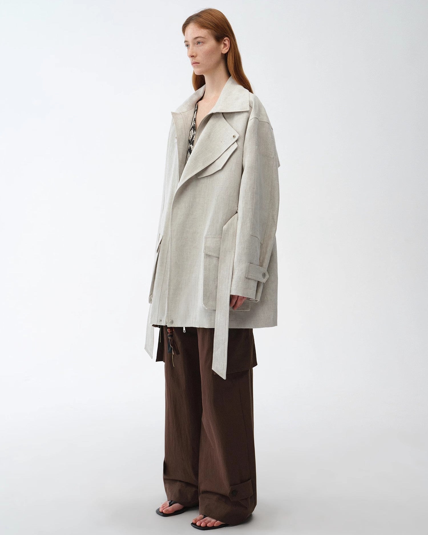 Relaxed Lace-Up Mid-Length Spring Trench Coat ‘Flynn Magazine’