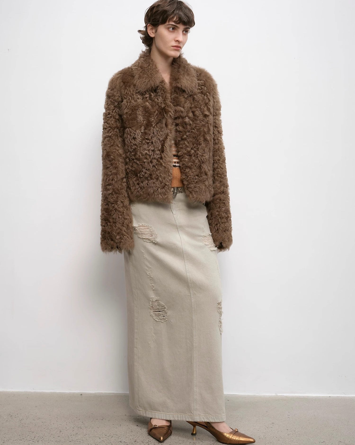 Fireladyfur Women's Short Wool Sheepskin Coat ‘Blackmoon Berlin’