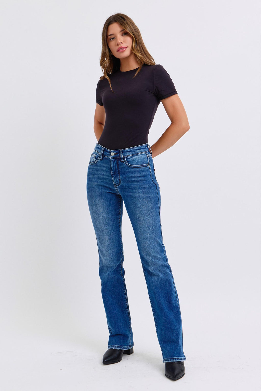 Mid-Rise Bootcut Jeans with Thermal Lining