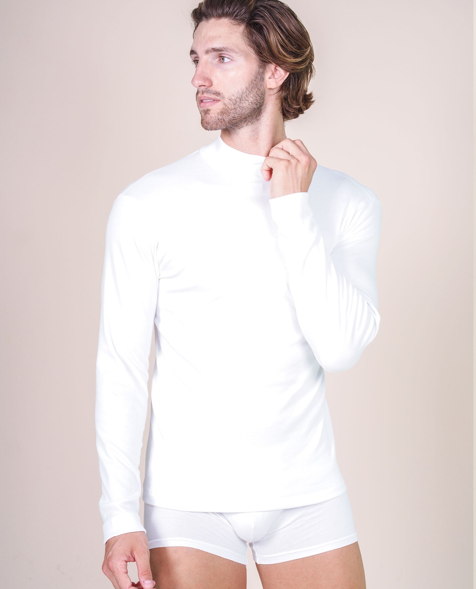 BASIC COTTON Free Spirit Brushed/Fleece Cotton Men's Turtleneck Jumper