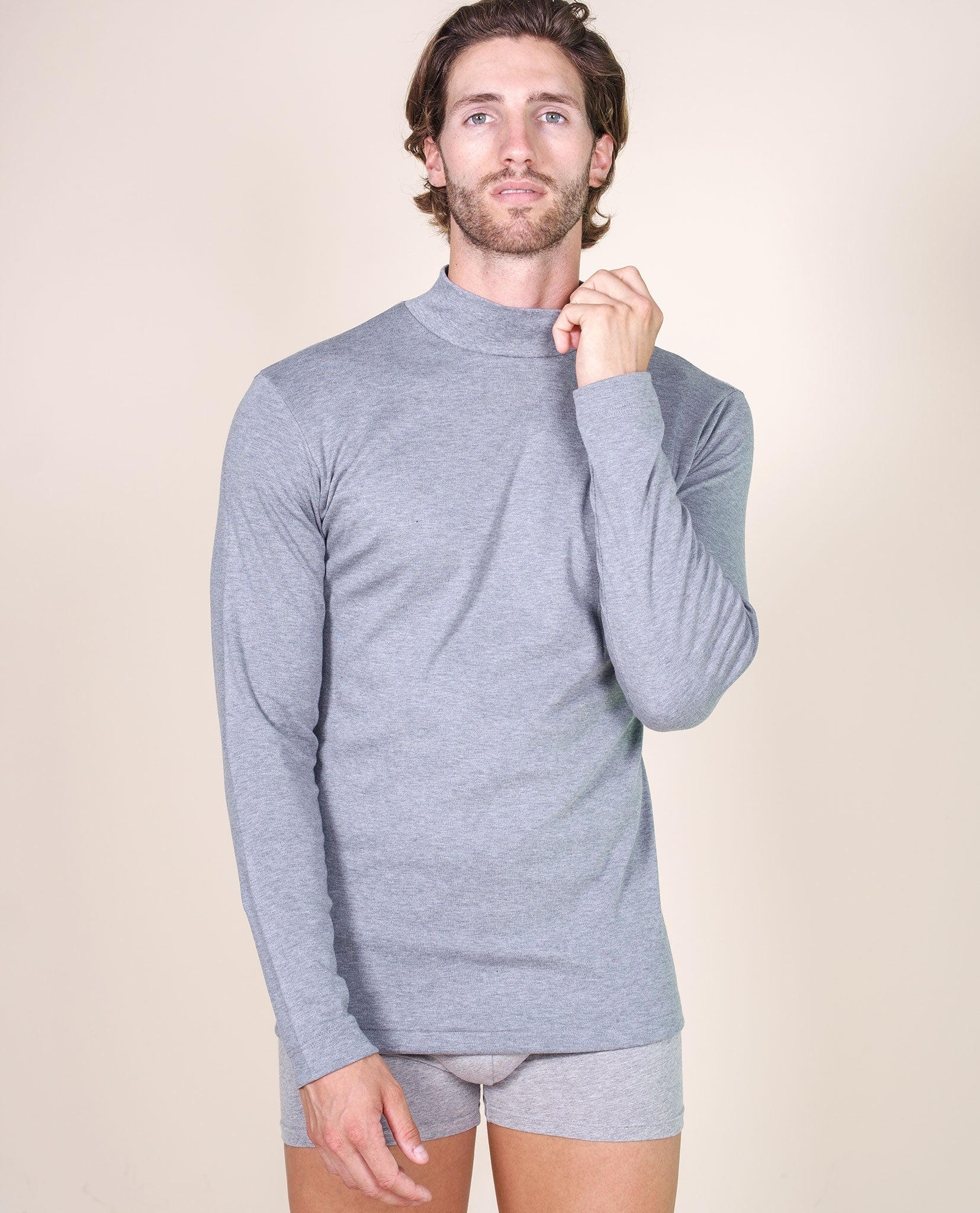BASIC COTTON Free Spirit Brushed/Fleece Cotton Men's Turtleneck Jumper