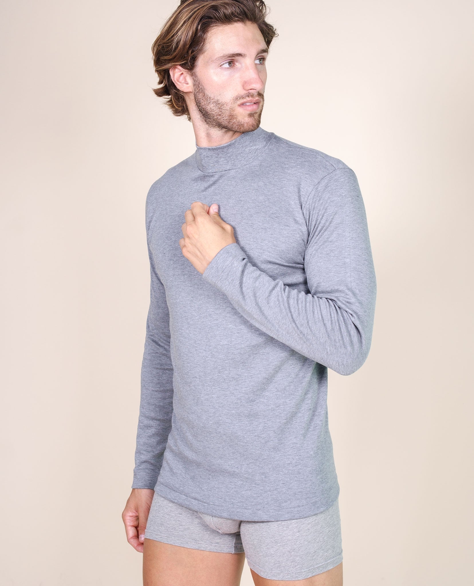 BASIC COTTON Free Spirit Brushed/Fleece Cotton Men's Turtleneck Jumper