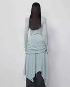 'Dreamy Ball' Lightweight and Breathable 100% Wool U-Neck Irregular Hem Dress