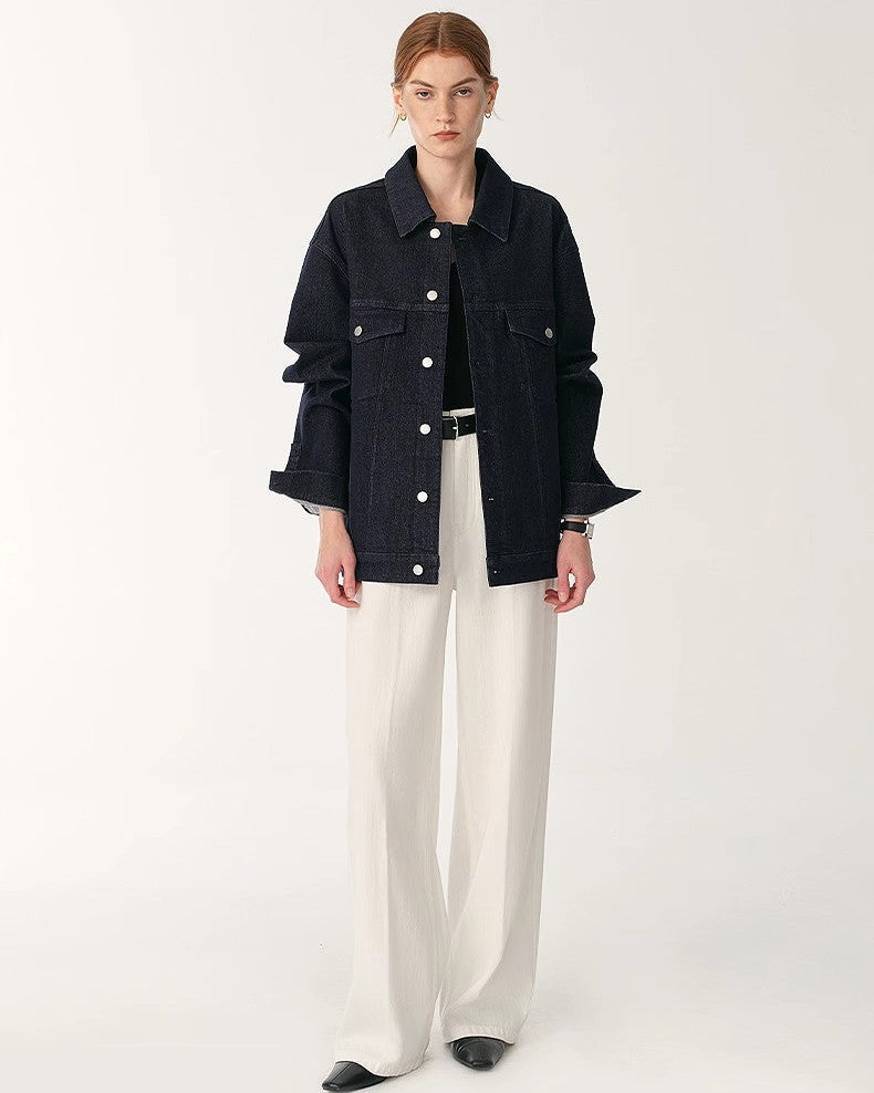 Skin-Friendly Washed Drape Versatile Wide-Leg Jeans