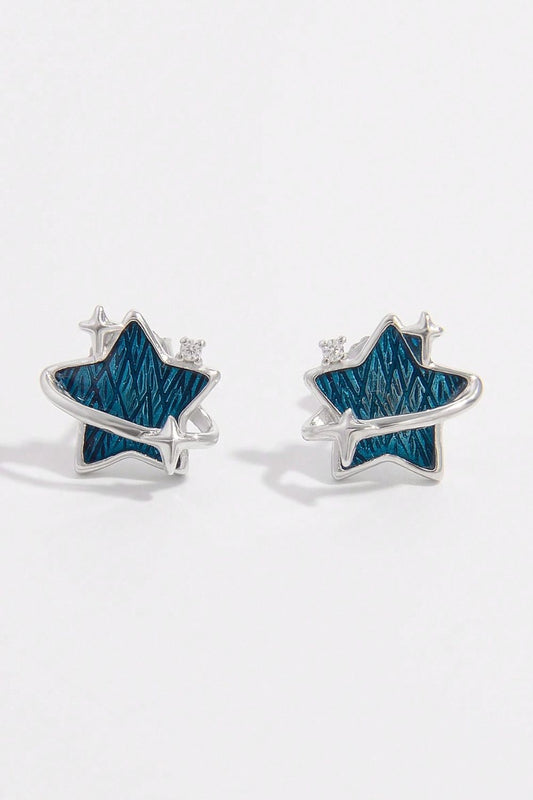 Blue Zircon Star Earrings