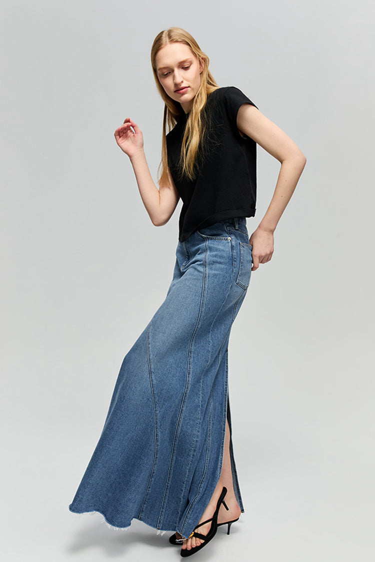 Ocean Wave Denim Skirt | HJ821