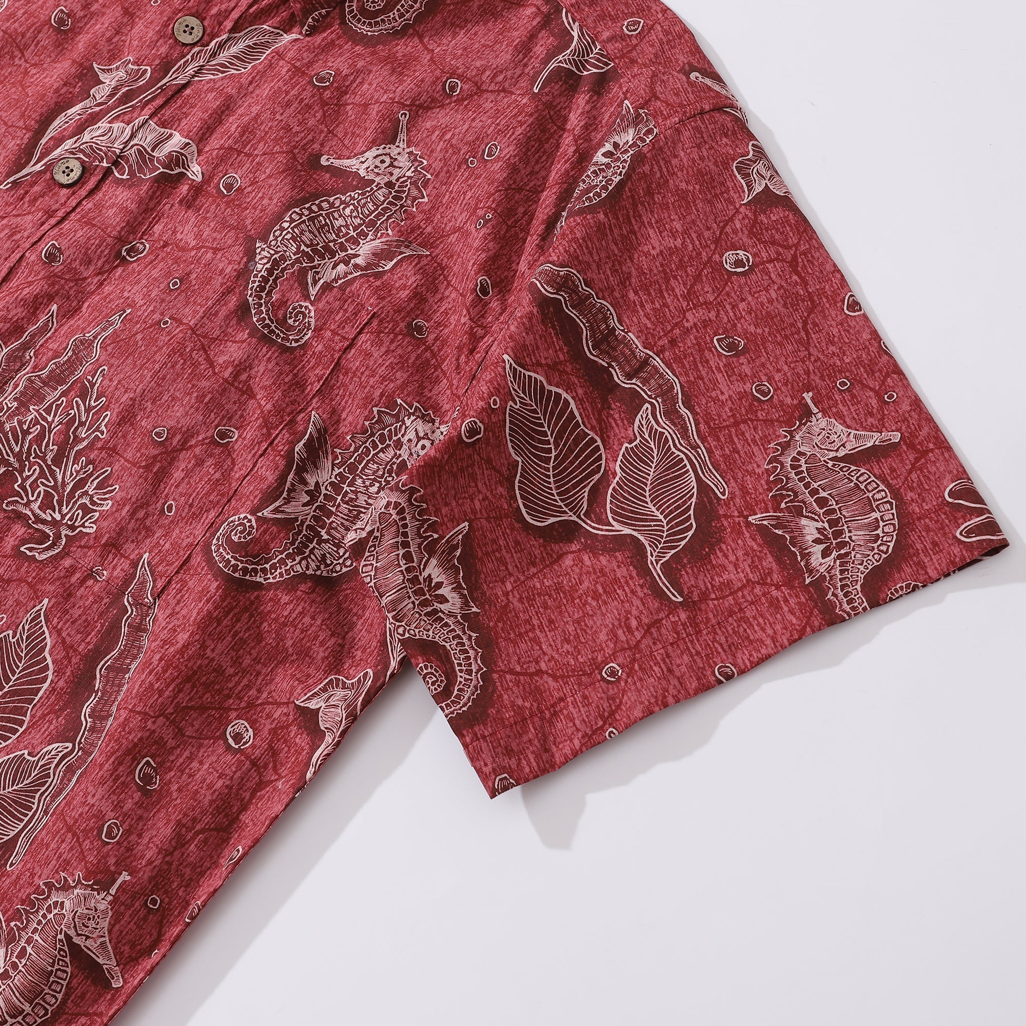 Red Hawaiian Shirt For Men | Seahorses
