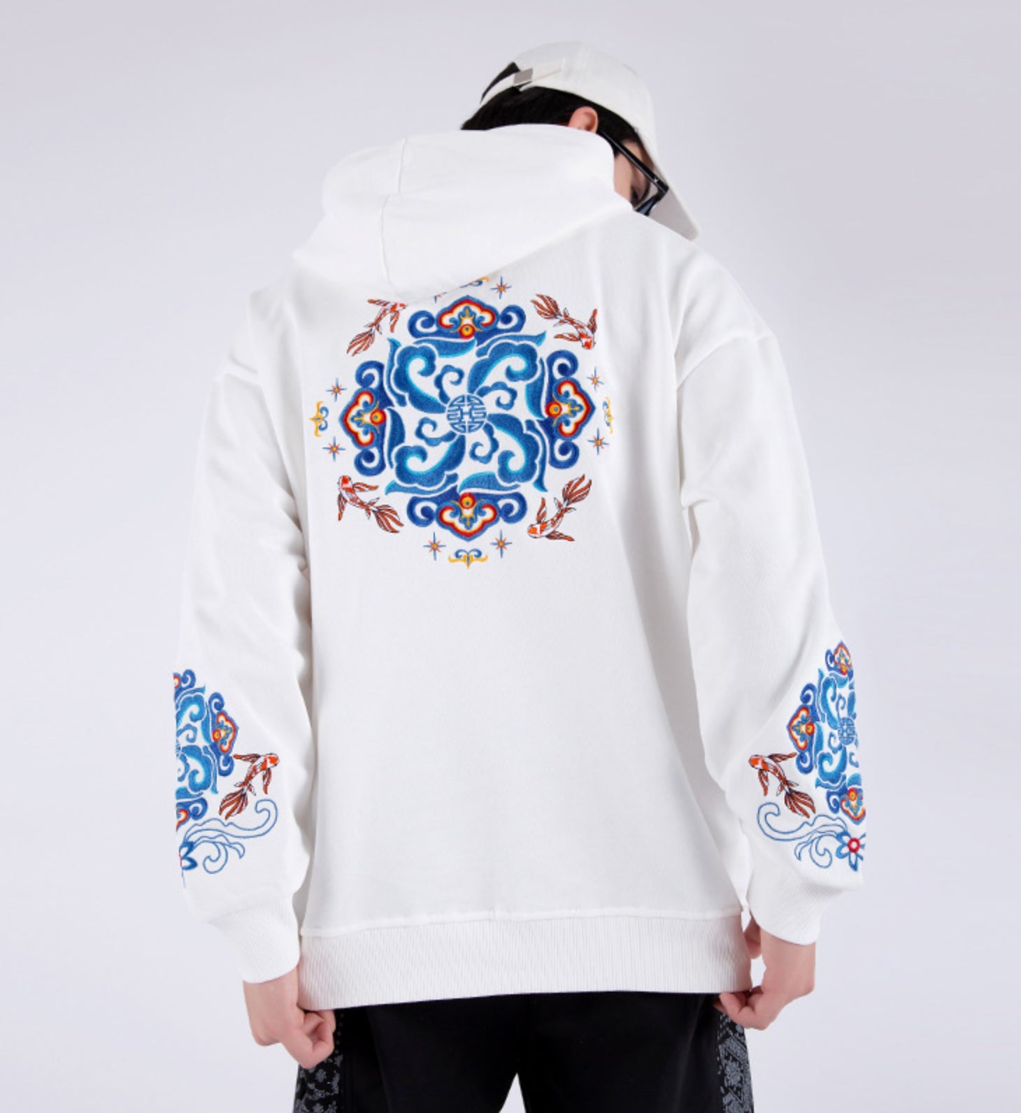 Fish Art Embroidery Hoodie | KH9201