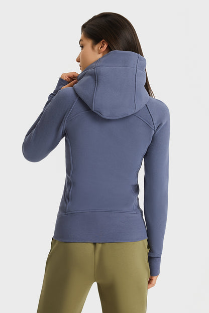 Zip-Up Seam Detail Hooded Sports Jacket