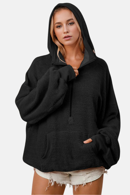 Oversized Plush Half Zip Hoodie