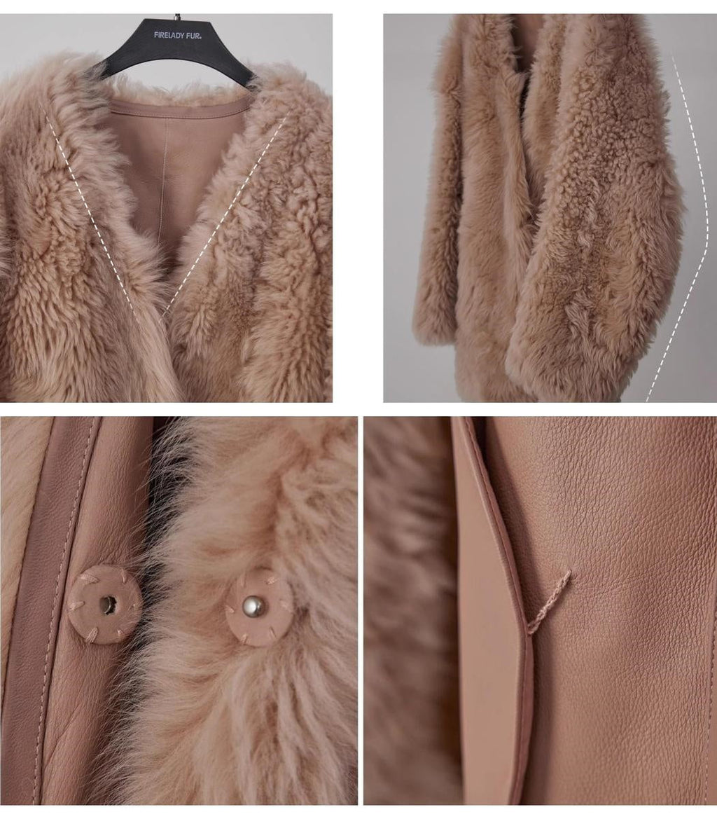 Fireladyfur Women's Tuscan Sheepskin Winter Coat ‘Peach Oolong’